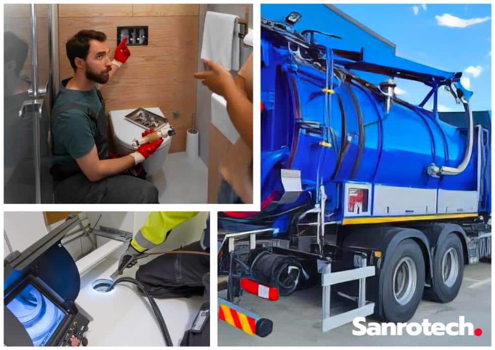 Sanrotech®️ - Sanitär und Rohrreinigung Berlin - mit 0€ Serviceprinzip. 5 Sanrotech Vorteile Image Collage